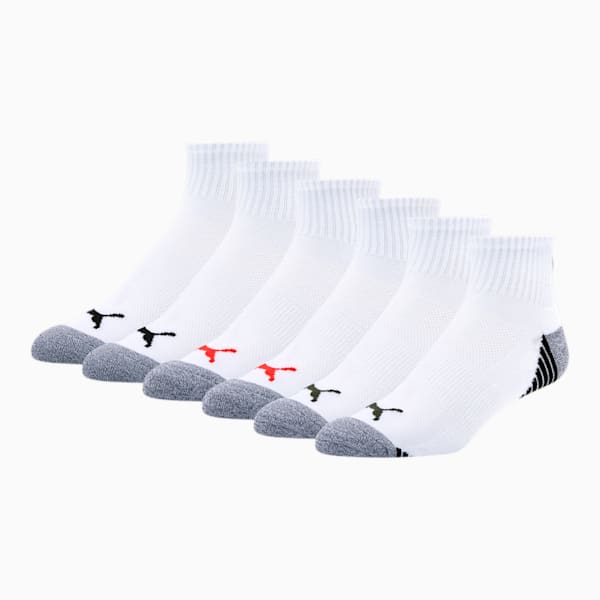 Men's Quarter Crew Wordmark Socks [6 Pack], WHITE, extralarge